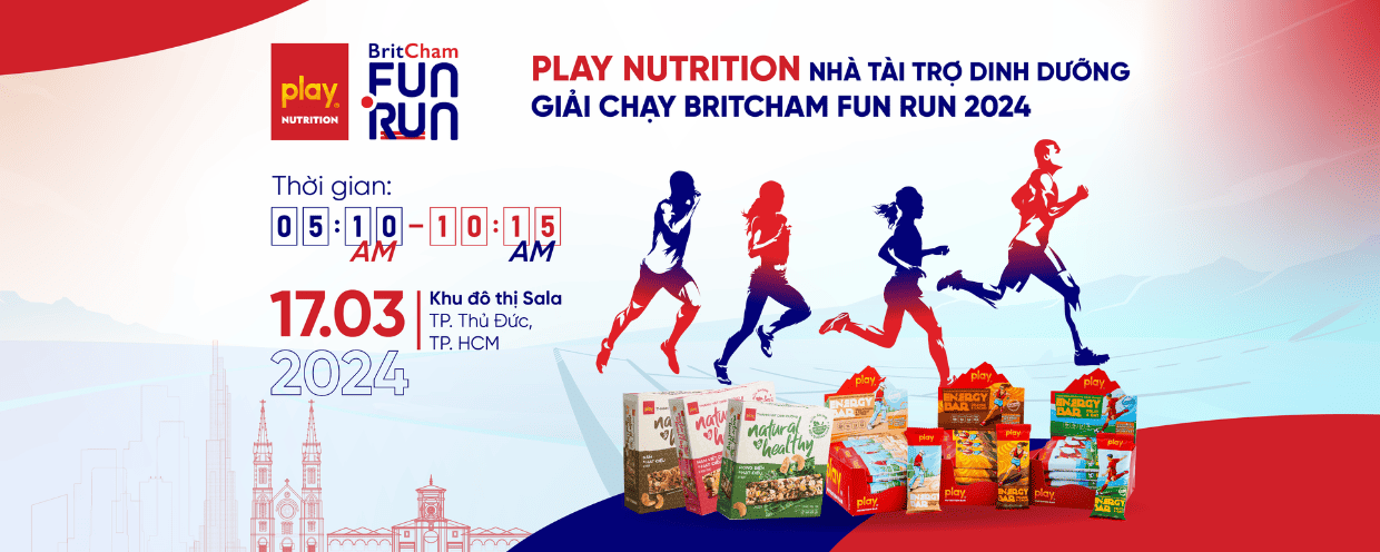 PLAY NUTRITION NHÀ TÀI TRỢ DINH DƯỠNG CHO GIẢI CHẠY BRITCHAM FUN RUN 2024