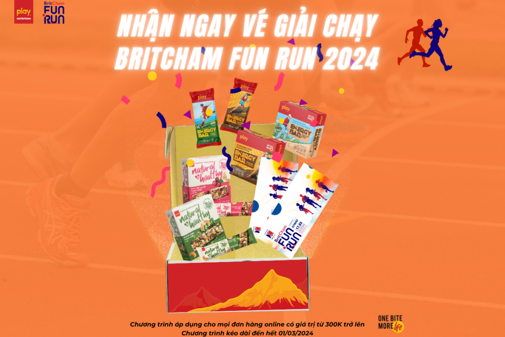 PLAY Nutrition hiện đang có chương trình tặng vé chạy miễn phí cho mọi đơn hàng trên 300K khi mua online - Ảnh: PLAY Nutrition